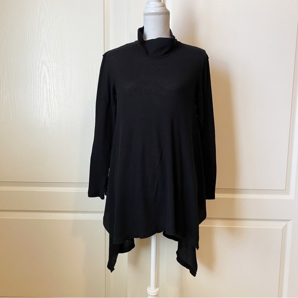 Free People We The Free Lightweight Ribbed Mock Neck Shark Bite Hem Top Small - Picture 9 of 9